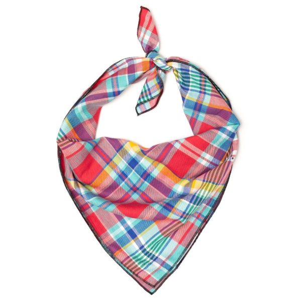 Coral-Multi-Plaid-Dog-Bandana